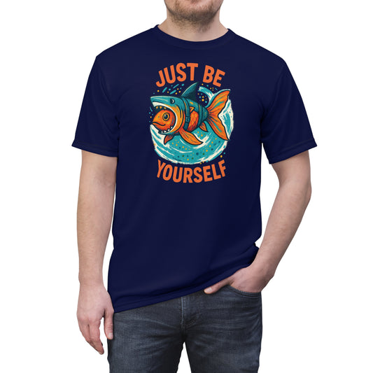 "Just Be Yourself", Unisex T-shirt (Cetacean Blue)