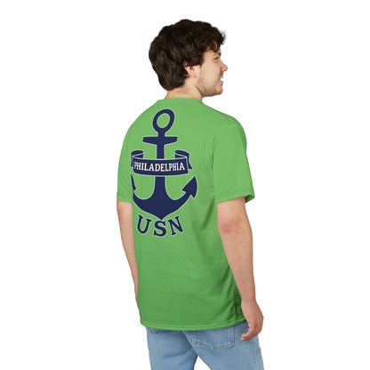 "USN Anchor", Unisex T-shirt (Bottle Glass Light)