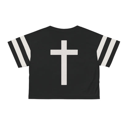 "Faith Overcomes Fear", Crop Tee (Moonless Black)