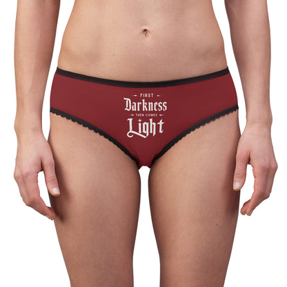 "First Darkness Then Comes Light" #02, Women's Briefs (Burgundy)