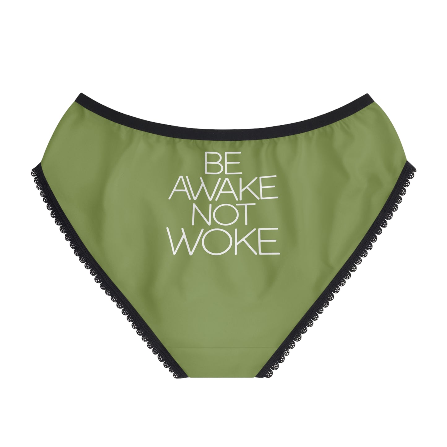 "Be Awake Not Woke" #2, Women's Briefs (Zombie Green)