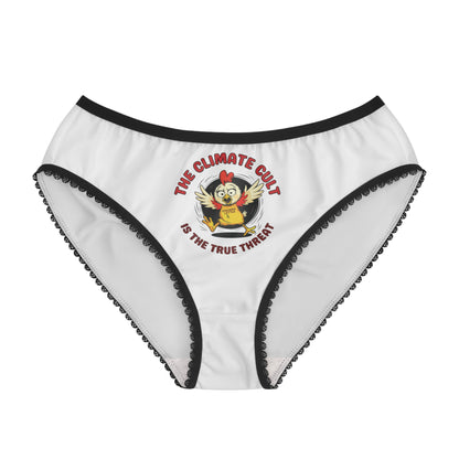 "The Climate Cult" (Chicken Little), Women's Briefs (Linen White)