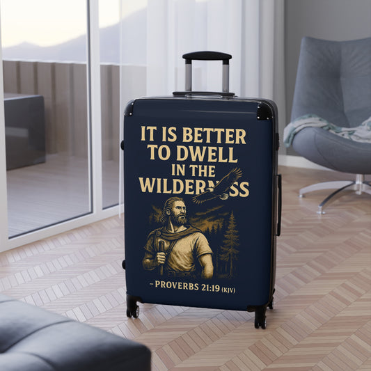 "Proverbs 21:19 (KJV), Suitcases (Dark Cambridge Blue)