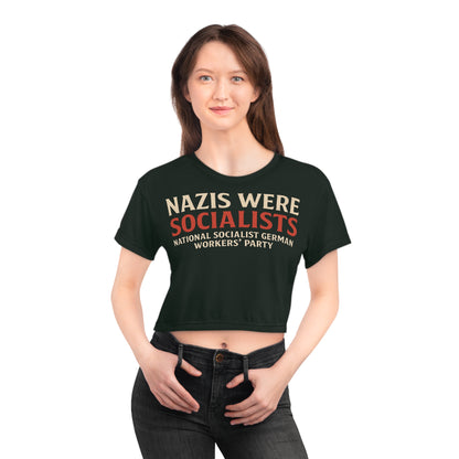 "Nazis were Socialists", Wearable Pattern Art Crop Tee (Jadeblack)