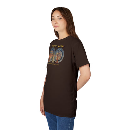 "Prayer Works – Gaelic Christian", Wearable Fine Art Unisex T-shirt (Rich Soil Brown)