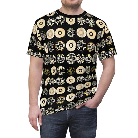 "Punk Polka", Wearable Pattern Art Unisex Tee (Plain Black Collar)
