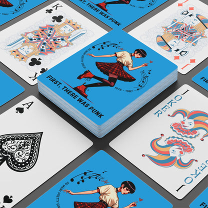 "First, there was Punk" Retro Playing Cards (Bright Sky Blue)