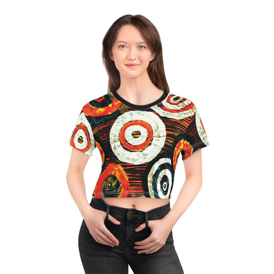 "Abstract 66", Wearable Fine Art Crop Tee (Flame Black Collar)