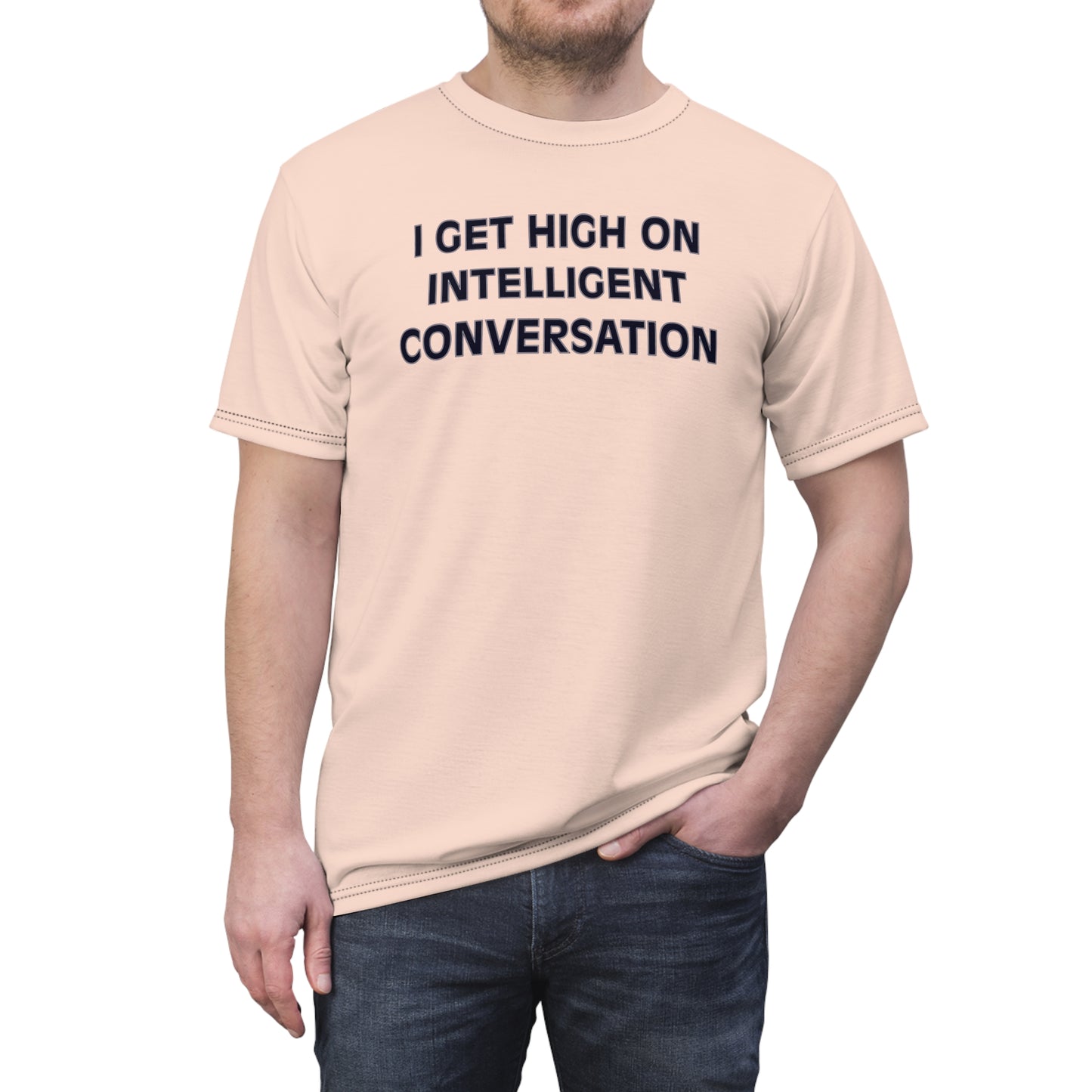 "Intelligent Conversation", Unisex T-shirt (Pink Grapefruit)