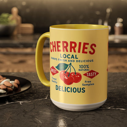 "Delicious Cherries", Colorful Mugs (11oz, 15oz) (Sanctum Veil)