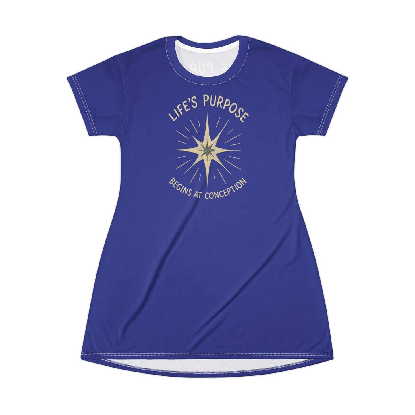 "Life's Purpose Begins at Conception #02", T-Shirt Dress (North Star Blue)
