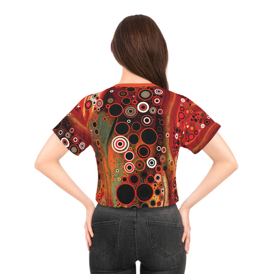 "Abstract #08", Wearable Fine Art Crop Tee (International Orange Collar)