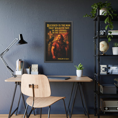 "Psalm 1:1 (KJV)", Framed Paper Poster (Peatshadow Black)