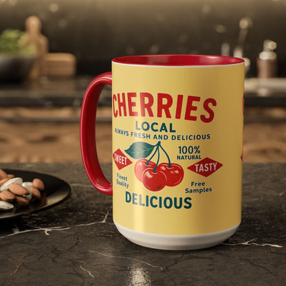 "Delicious Cherries", Colorful Mugs (11oz, 15oz) (Sanctum Veil)
