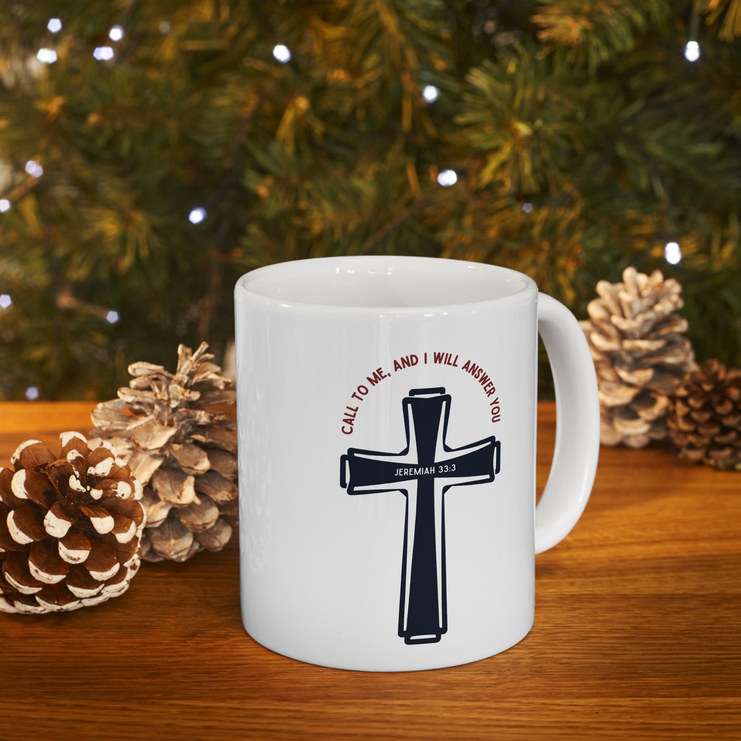 "Call to Me - Jeremiah 33:3" #01, White Mug (11oz & 15oz)