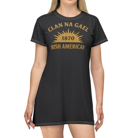 "Clan na Gael - Irish American", T-Shirt Dress (Raven Black)