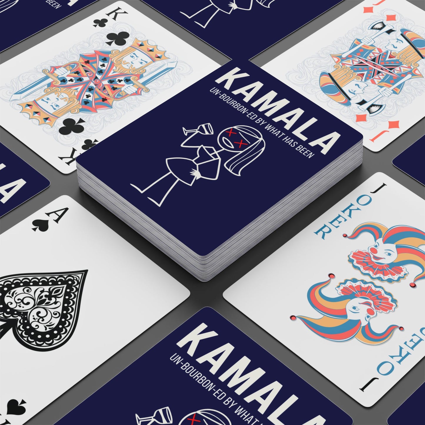 "KAMALA un-Bourbon-ed" #01, Political Playing Cards (Obsidian Blue)