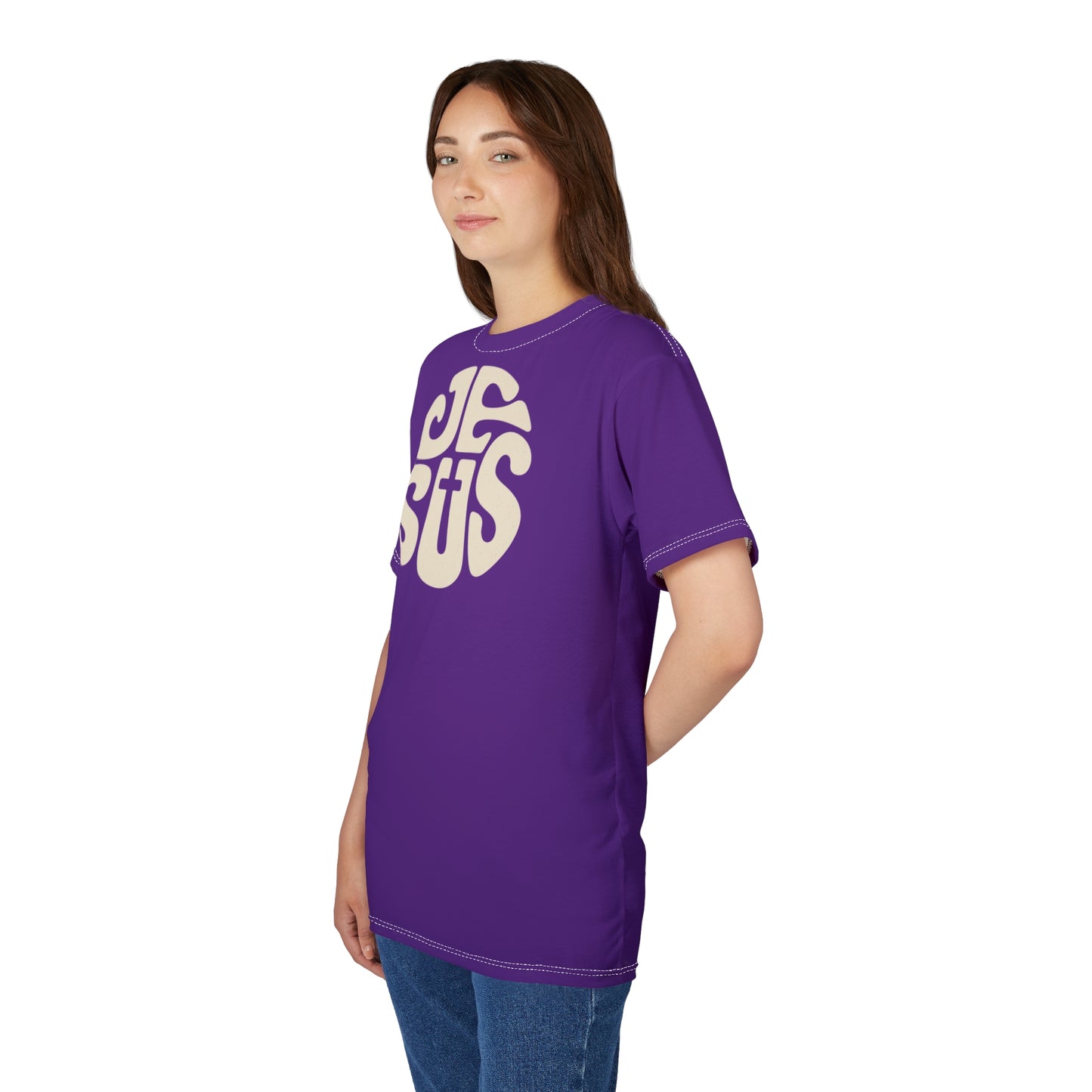 "Retro Jesus", Unisex T-shirt (Storm Purple)