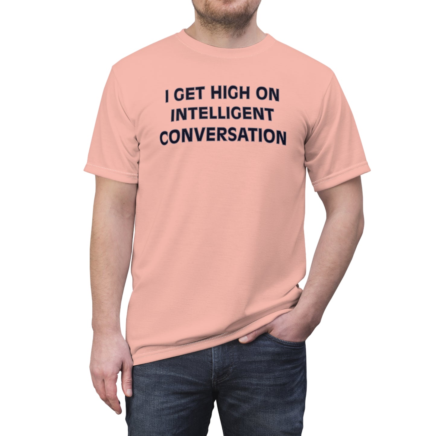 "Intelligent Conversation", Unisex T-shirt (Cherry Chip)