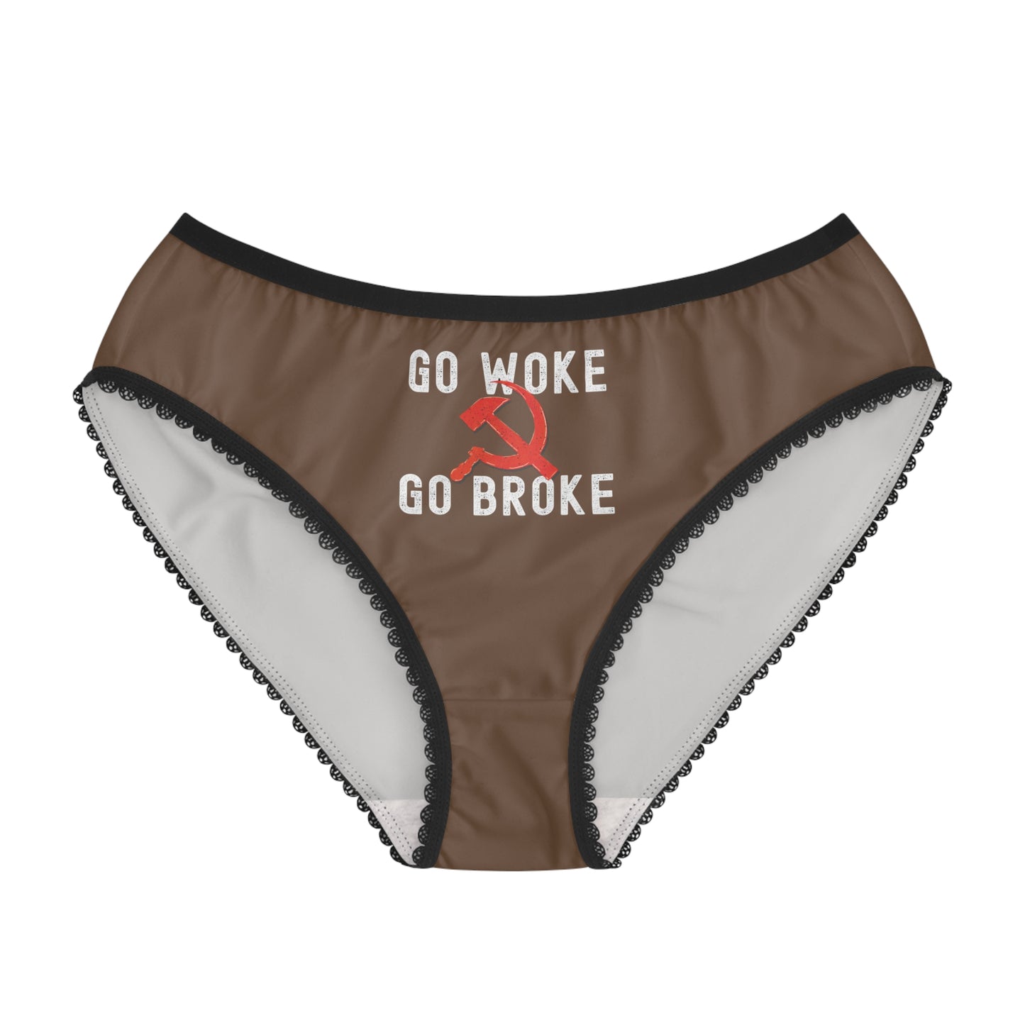 "Go Woke Go Broke (Communist)", Women's Briefs (Coffee Brown)