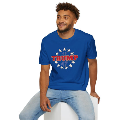 "Trump 45-47 Circle of Stars", Unisex Softstyle T-Shirt