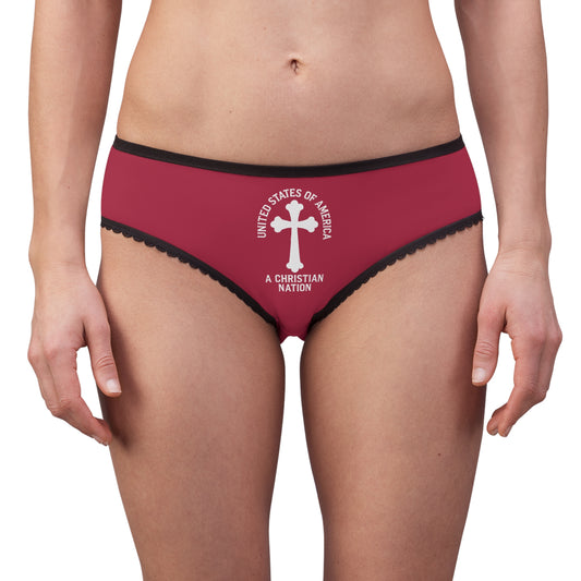 "USA - A Christian Nation" #04, Women's Briefs (Old Glory Red)