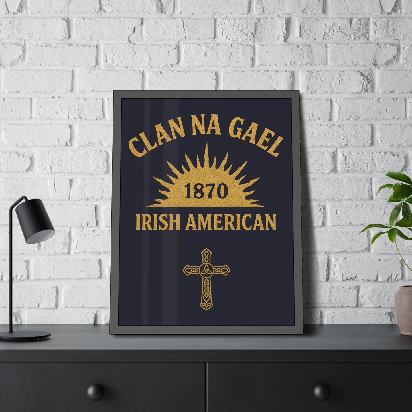 "Clan na Gael - Irish American", Framed Paper Poster (Black Rock Blue)