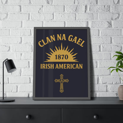 "Clan na Gael - Irish American", Framed Paper Poster (Black Rock Blue)