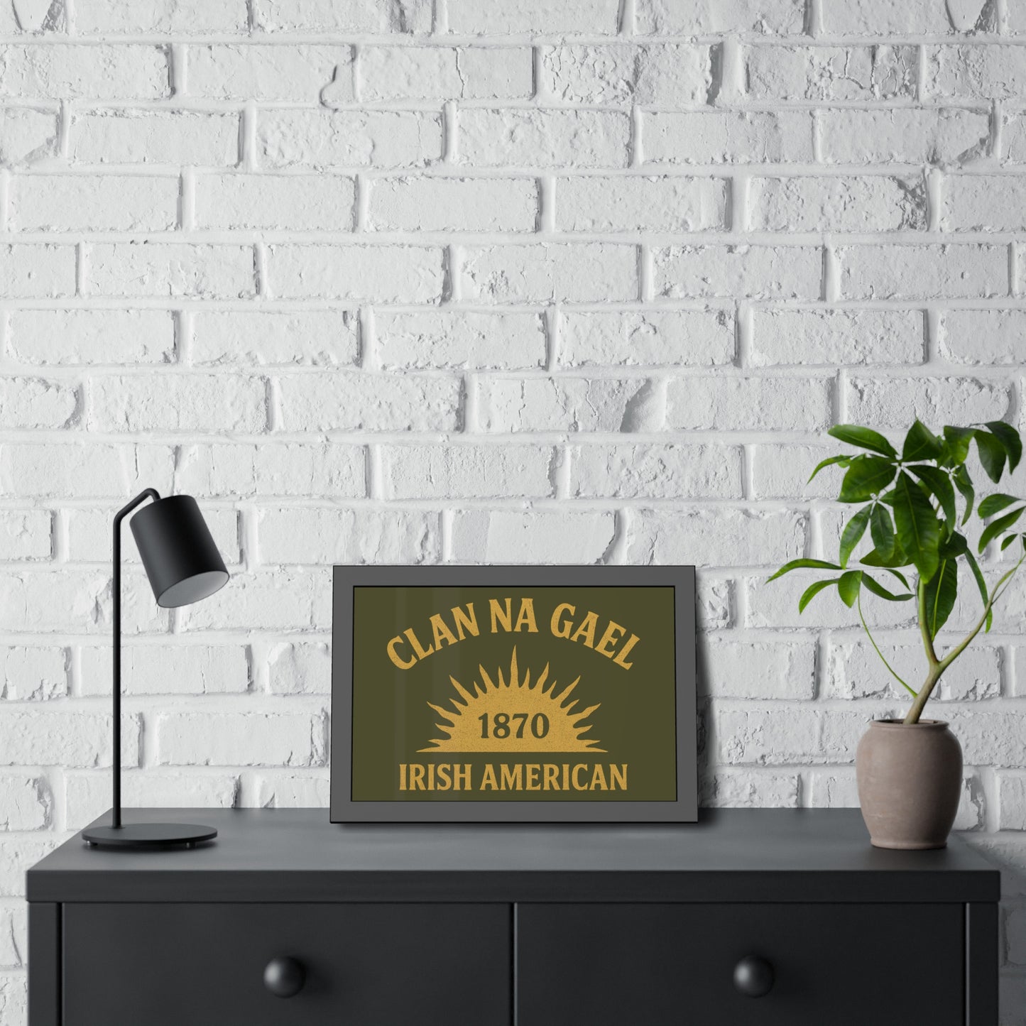 "Clan na Gael - Irish American", Framed Paper Poster (Fianna Green)