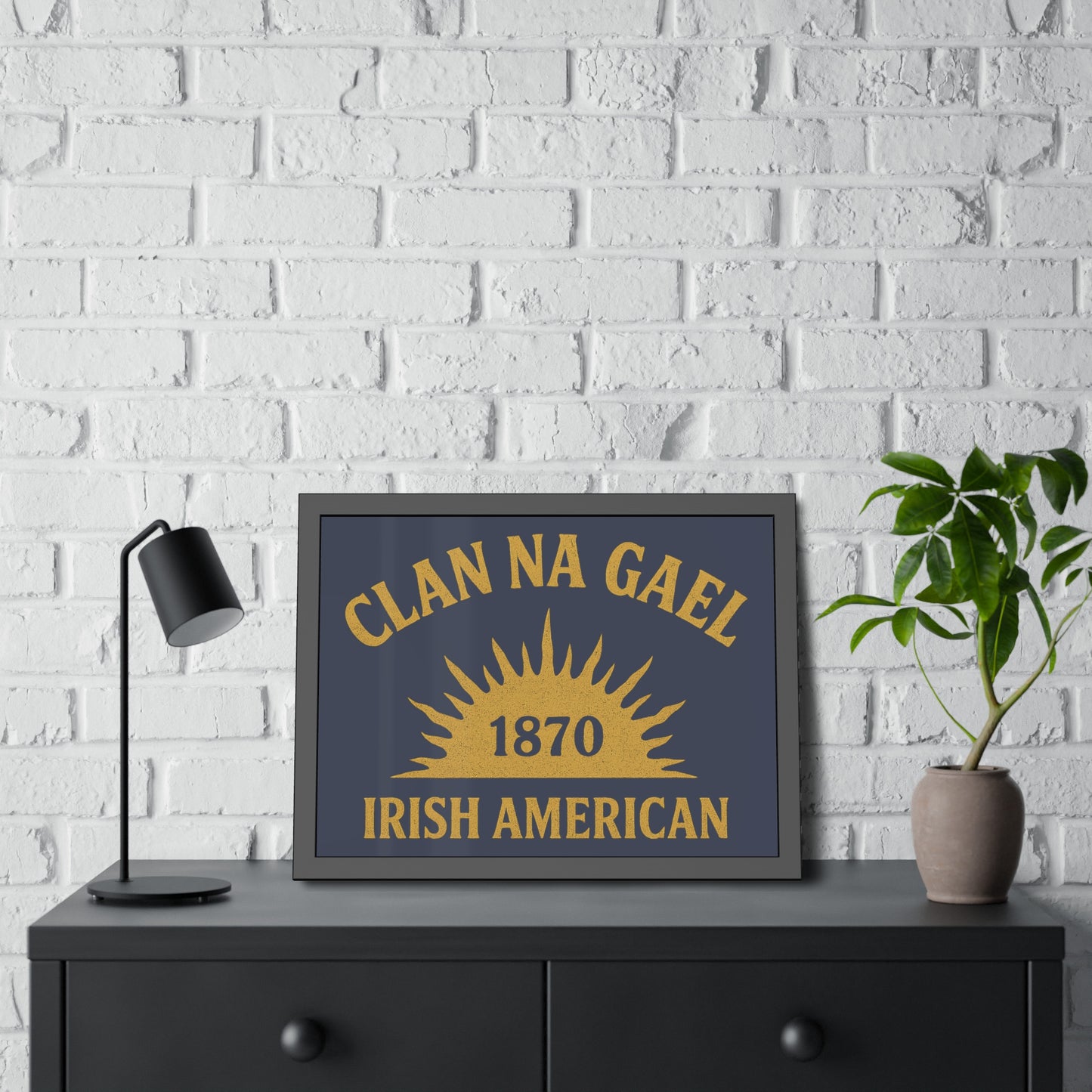 "Clan na Gael - Irish American", Framed Paper Poster (Blue Burka Grey)