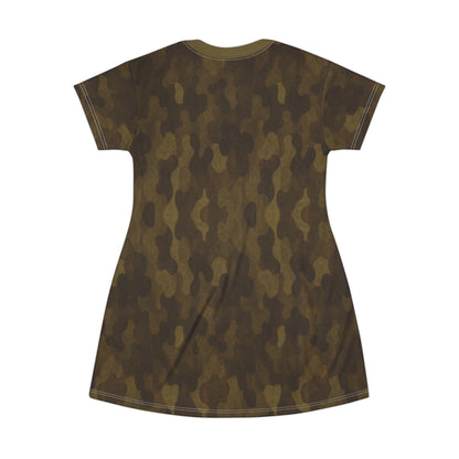 "Swamp Recon Camouflage", T-Shirt Dress (Bogbrush Olive Collar)