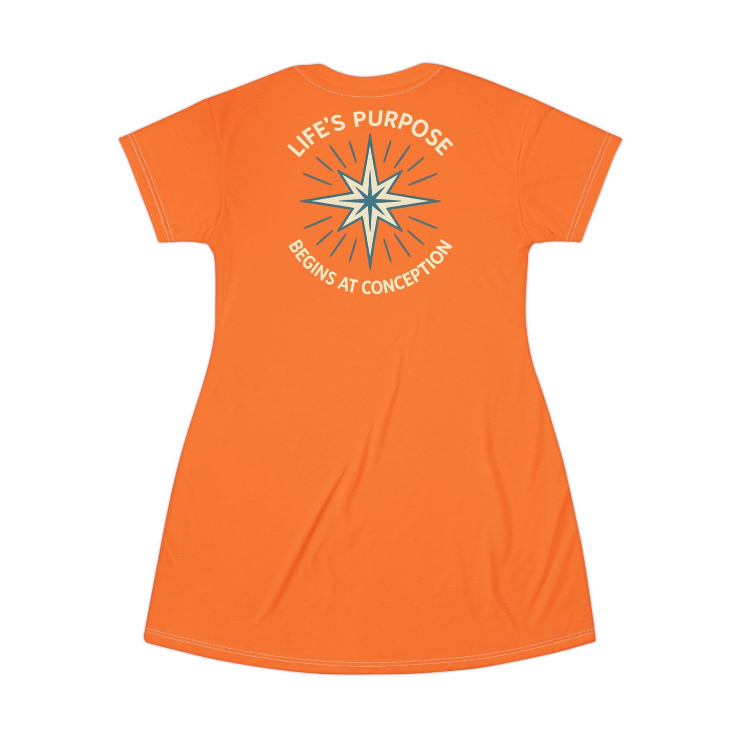 "Life's Purpose Begins at Conception #01", T-Shirt Dress (Orange Juice)