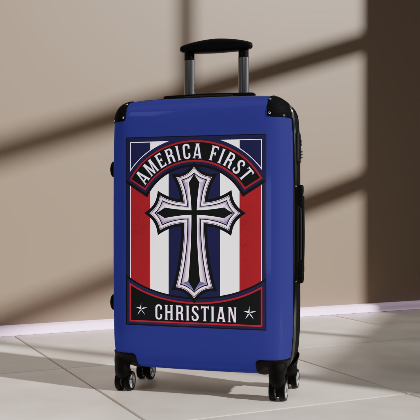 "America First Christian" Wall Art #11 Suitcases (Egyptian Blue)