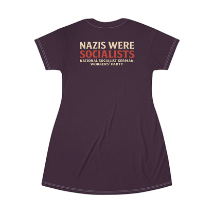 "Nazis were Socialists", T-Shirt Dress (Synallactida Purple)