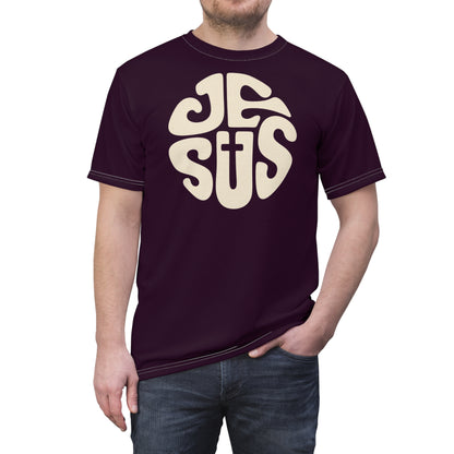 "Retro Jesus", Unisex T-shirt (Greek Aubergine)