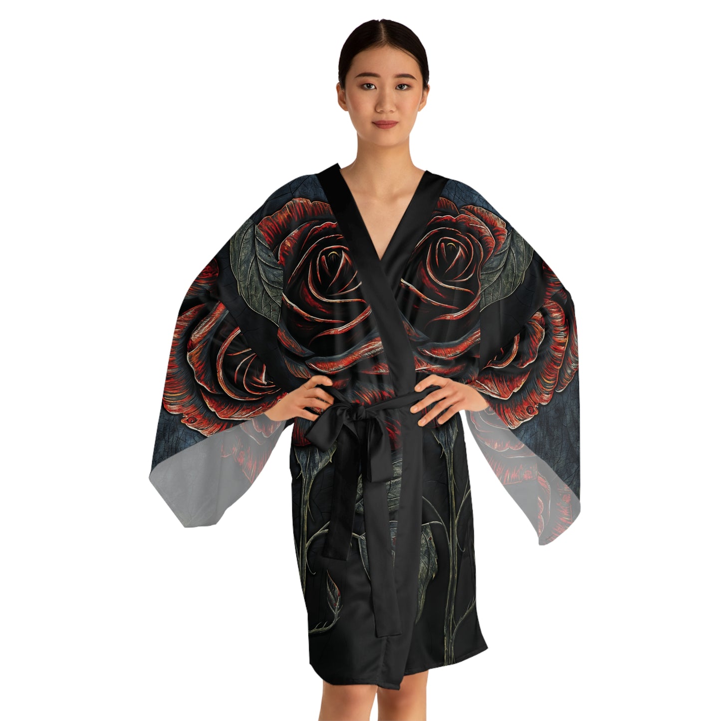 "The Rose Remains", Long Sleeve Kimono Robe