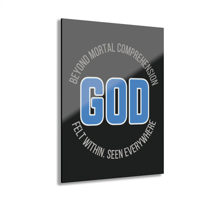 "GOD - Beyond Mortal Comprehension", Acrylic Wall Print (French Cleat Hanging) (Void Black)