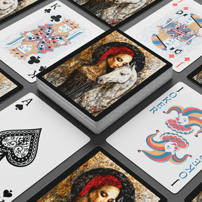 "In My Abscence, God Protect My Sacred Wife", Christian Fine Art Poker Playing Cards (Void Black)