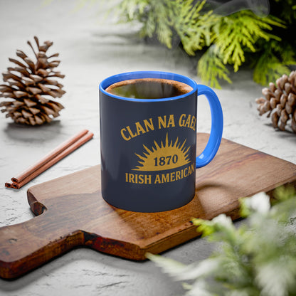 "Clan na Gael - Irish American", Colorful Mugs (11oz, 15oz) (Blue Burka Grey)