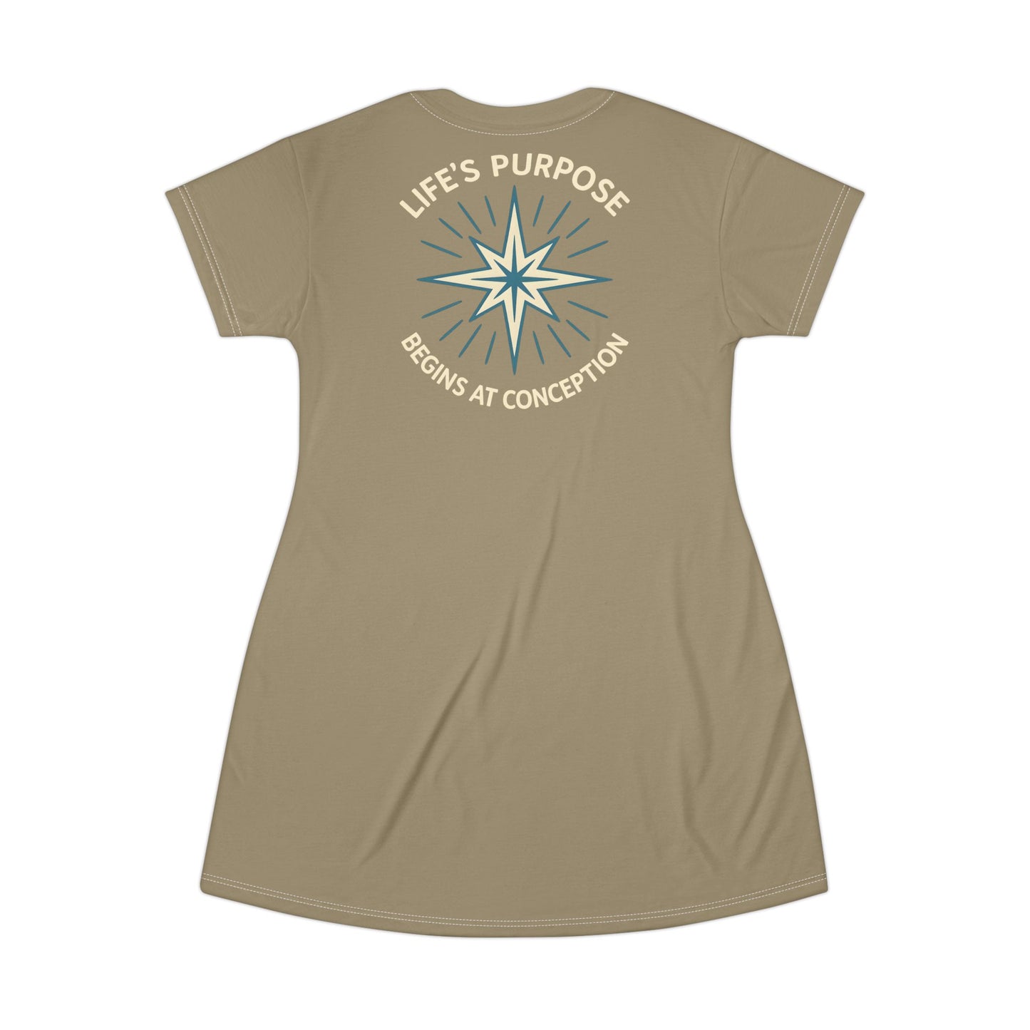 "Life's Purpose Begins at Conception #01", T-Shirt Dress (Artichoke)
