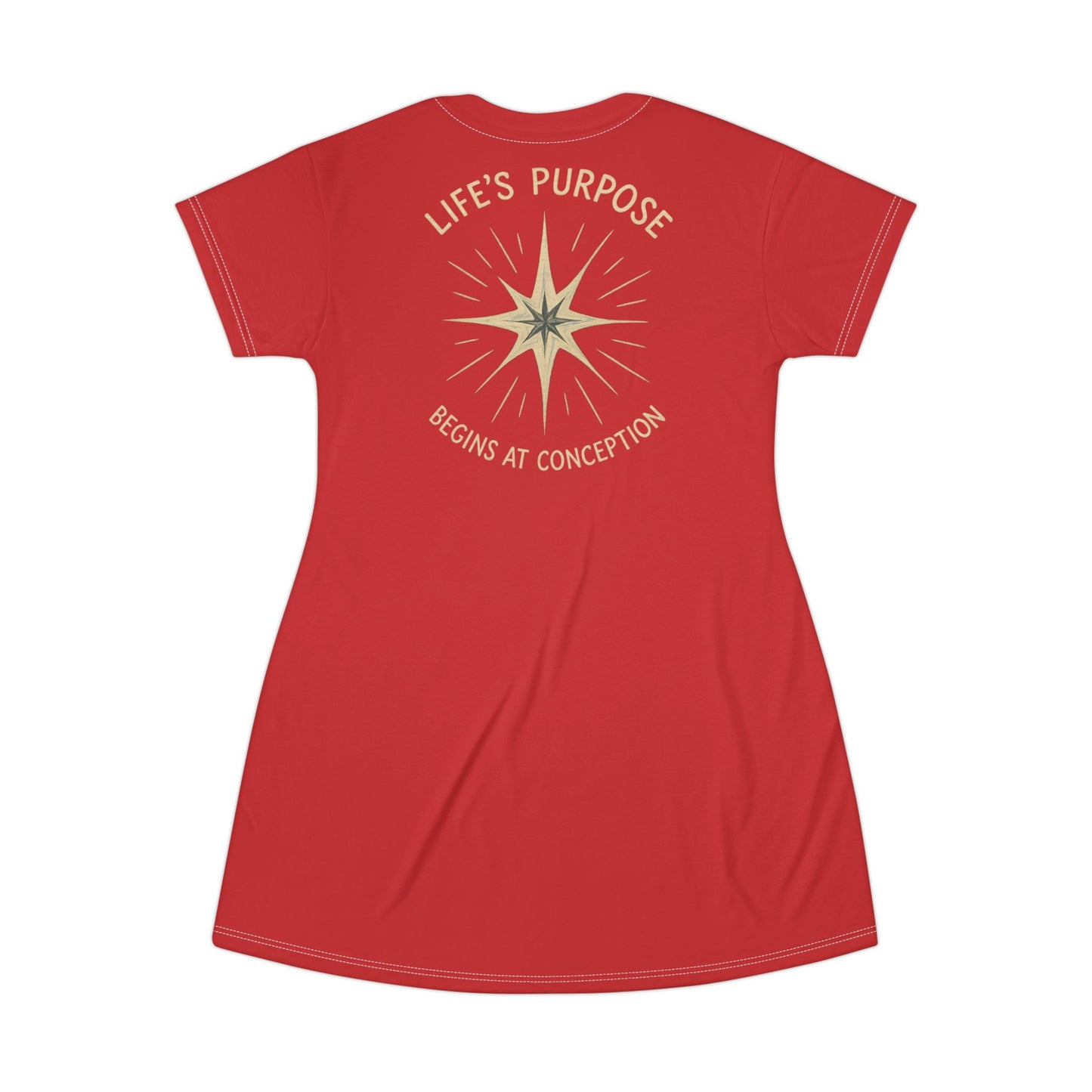 "Life's Purpose Begins at Conception #02", T-Shirt Dress (Blood Orange)