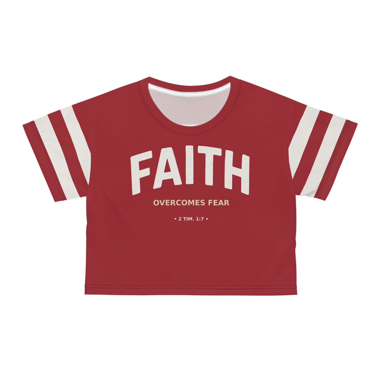 "Faith Overcomes Fear", Crop Tee (Cherry Red)