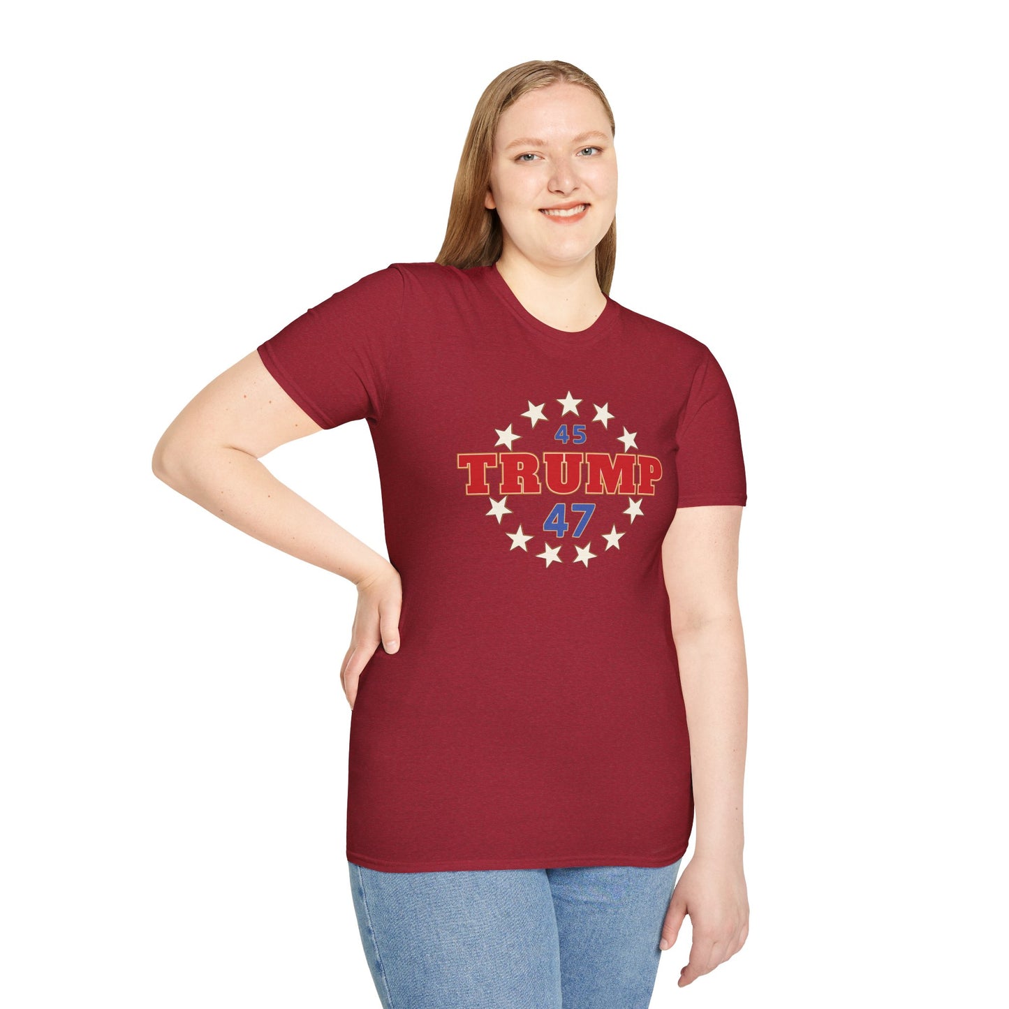 "Trump 45-47 Circle of Stars", Unisex Softstyle T-Shirt