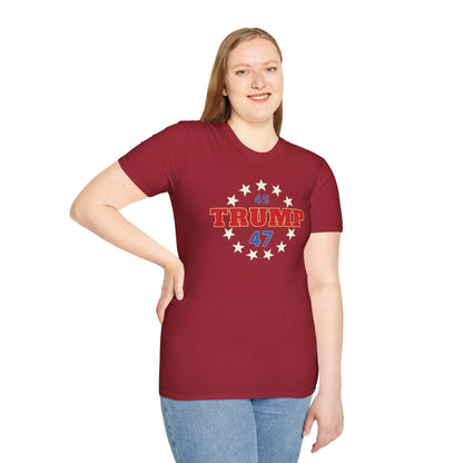 "Trump 45-47 Circle of Stars", Unisex Softstyle T-Shirt
