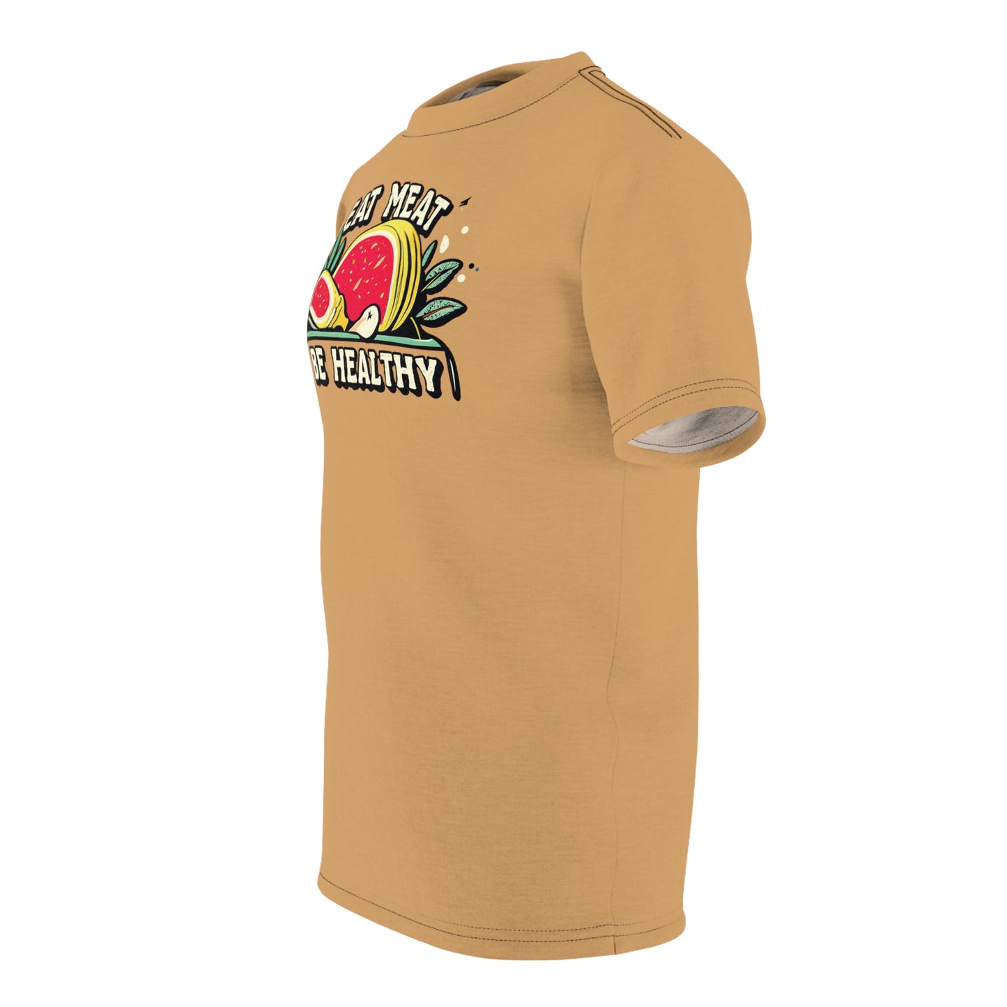 "Eat Meat & Be Healthy", Unisex T-shirt (Camel Brown)