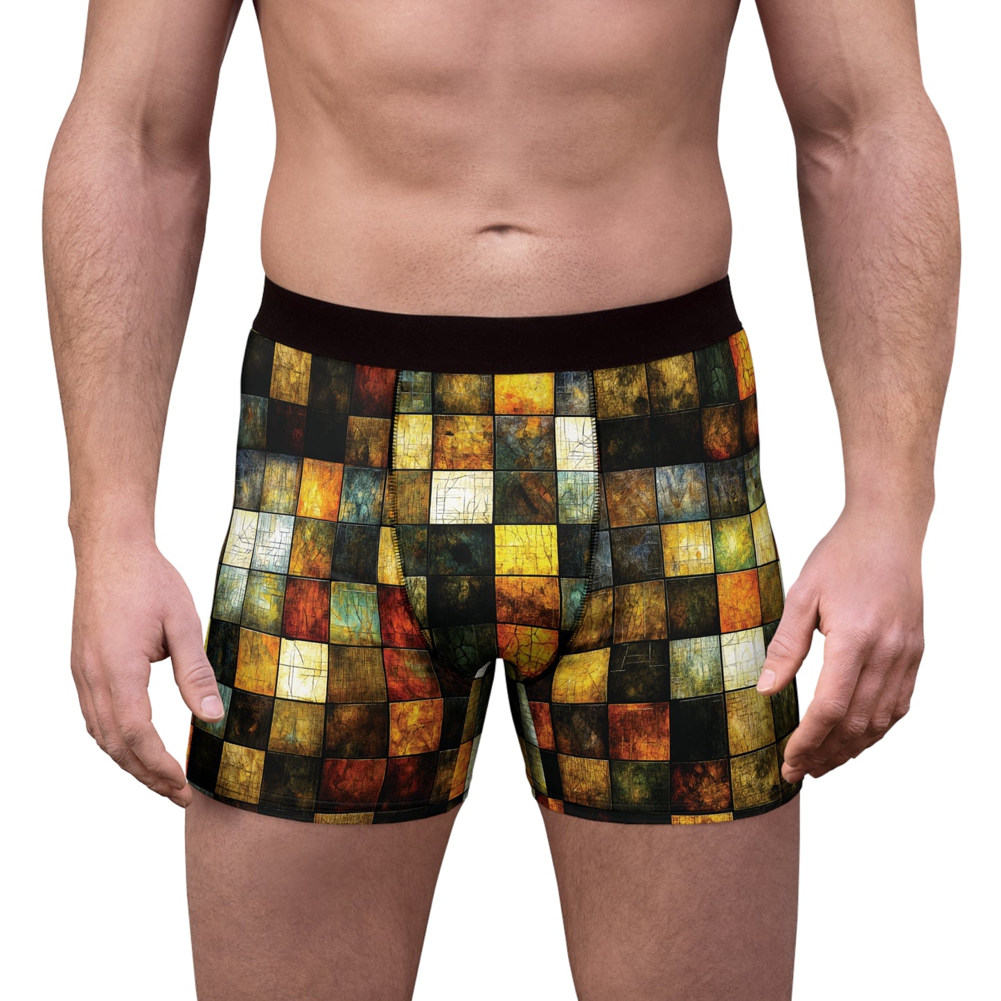 "Wood Block Pattern" #01, Men's Boxer Briefs