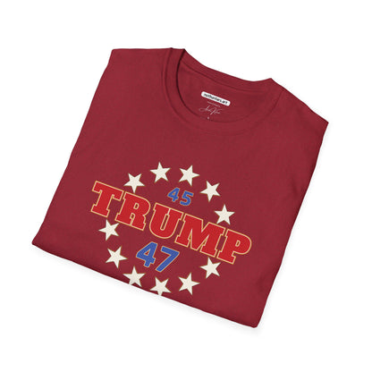 "Trump 45-47 Circle of Stars", Unisex Softstyle T-Shirt