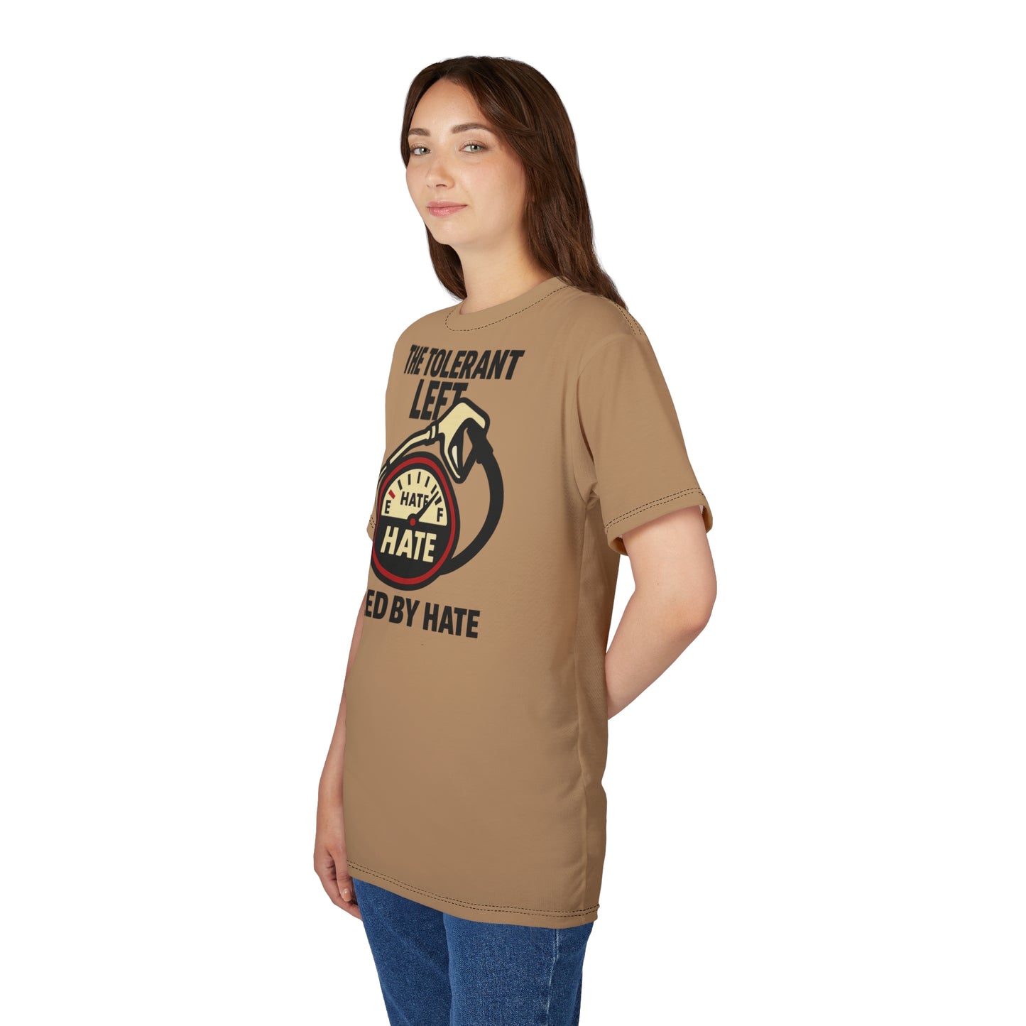 "The Tolerant Left", Unisex T-shirt (Camel Brown)