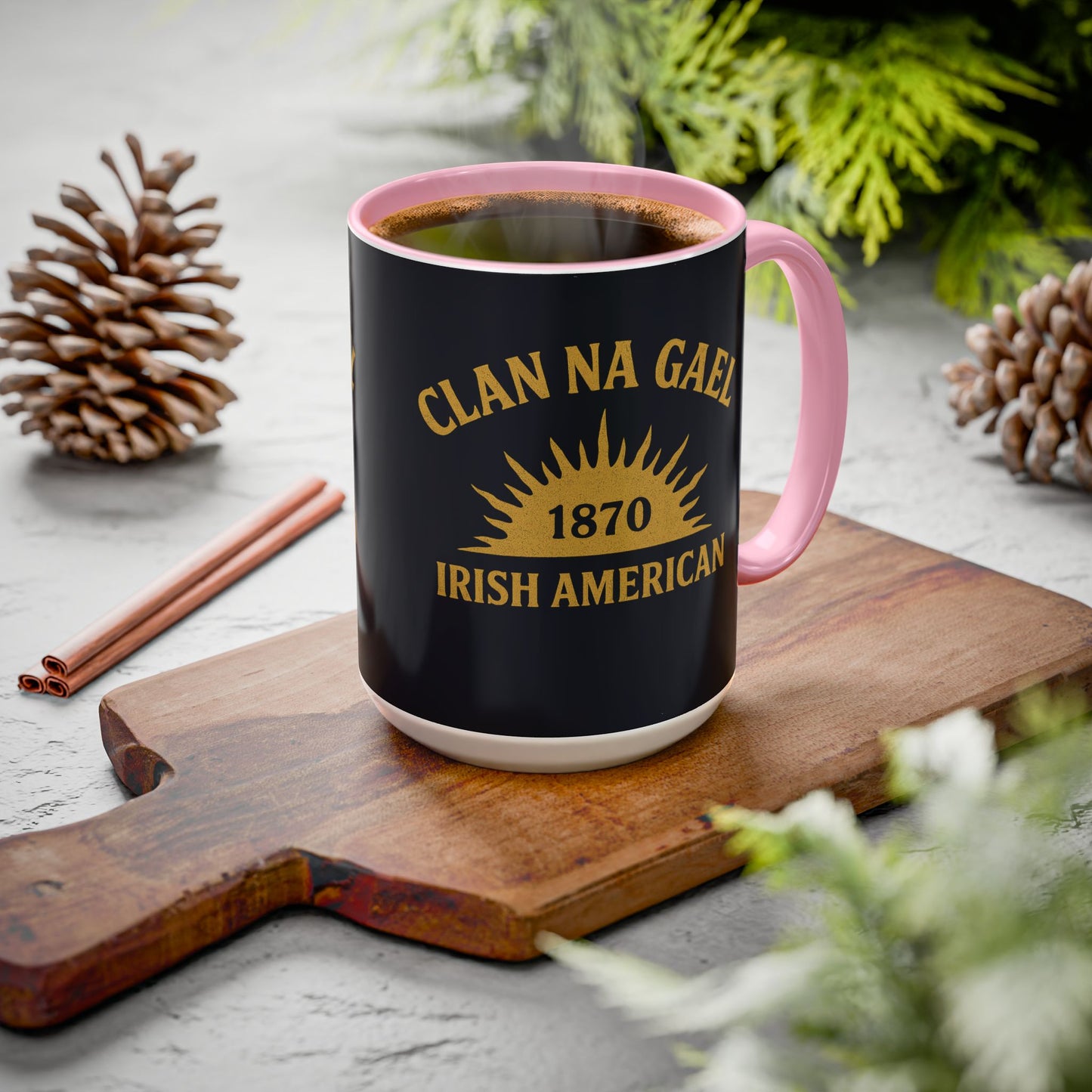 "Clan na Gael - Irish American", Colorful Mugs (11oz, 15oz) (Black Denim)