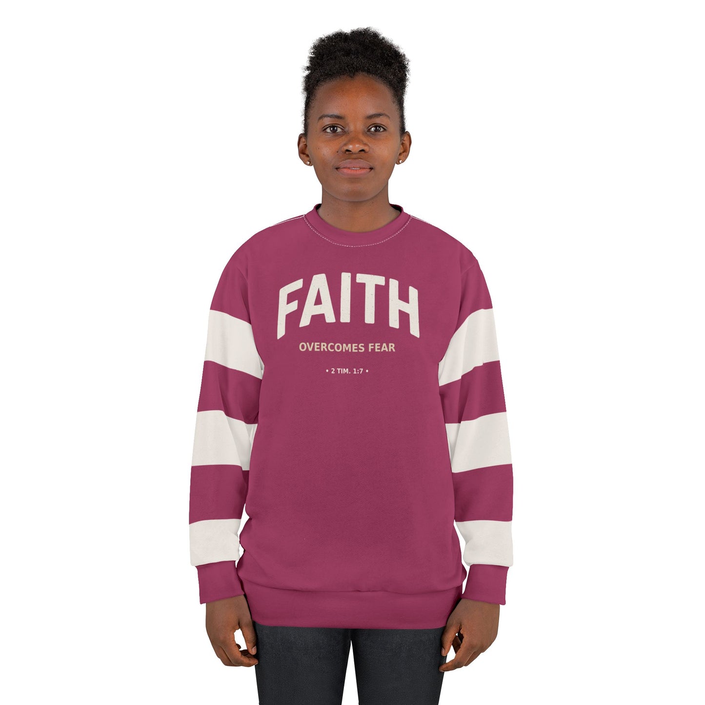 "Faith Overcomes Fear", Unisex Sweatshirt (Dark Pink)